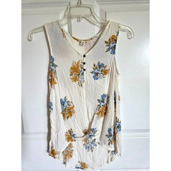A.N.A Women's tank top size XS Cream/blue/yellow sleeveless summer/vacation top - Picture 1 of 5